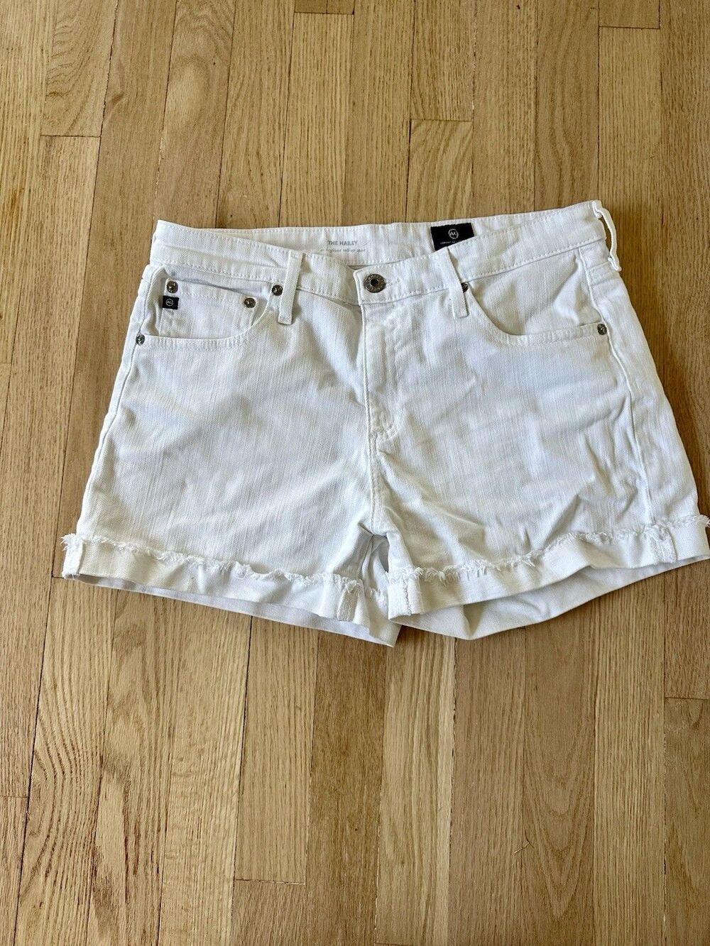 AG The Hailey Ex-boyfriend Roll-up white Jean Shorts 28 Clean Summer Capsule